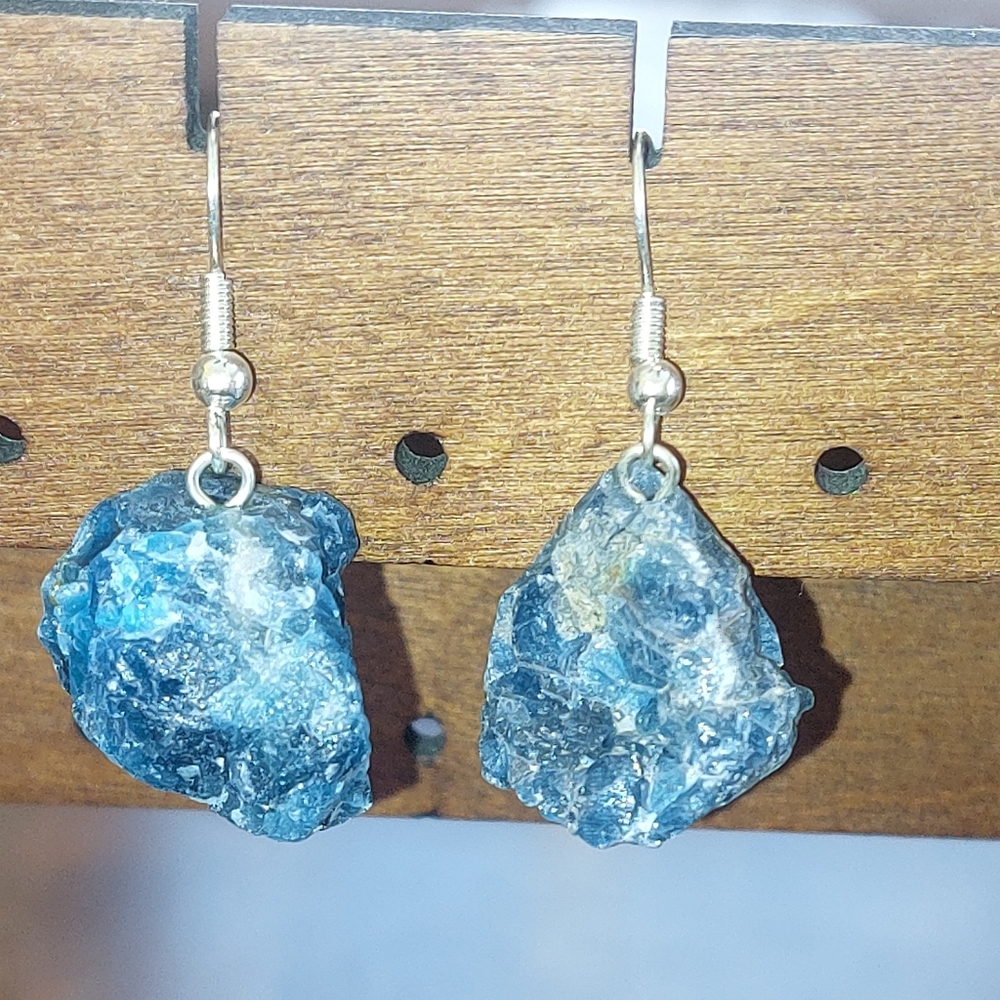 Raw Blue Apatite Drop Earrings